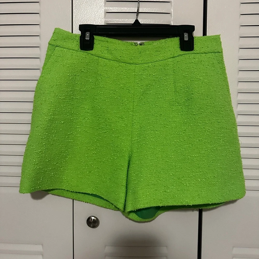 L'AGENCE Ashton Tweed Shorts in Lime Green NWT - Picture 5 of 8